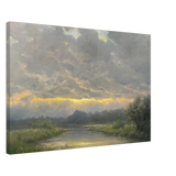 "Dawn’s Embrace" Tranquil Riverland Landscape Wall Art Print - Canvas - 50x75 cm / 20x30″ - 