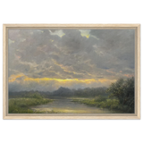"Dawn’s Embrace" Tranquil Riverland Landscape Wall Art Print - Framed Canvas - 40x60 cm / 16x24″ - Wood frame
