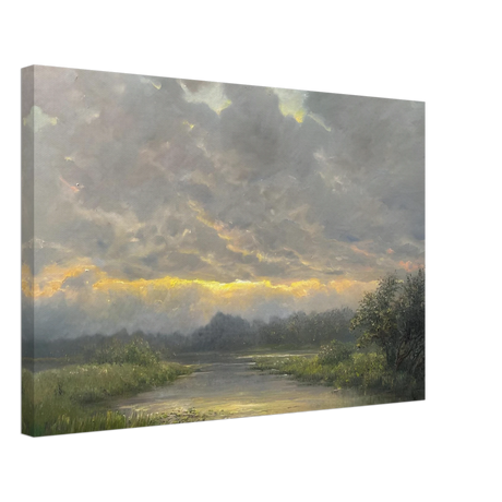 "Dawn’s Embrace" Tranquil Riverland Landscape Wall Art Print - Canvas - 40x60 cm / 16x24″ - 