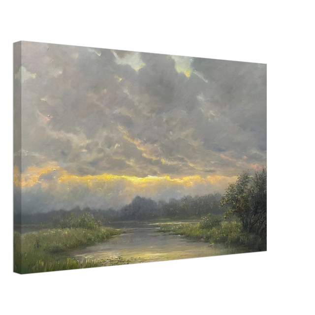 "Dawn’s Embrace" Tranquil Riverland Landscape Wall Art Print - Canvas - 40x60 cm / 16x24″ - 