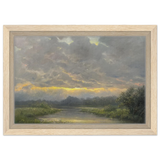 "Dawn’s Embrace" Tranquil Riverland Landscape Wall Art Print - Framed Canvas - 20x30 cm / 8x12″ - Wood frame