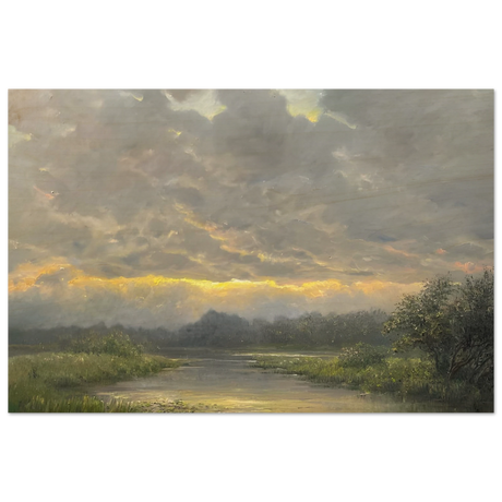 "Dawn’s Embrace" Tranquil Riverland Landscape Wall Art Print - Wood Prints - 30x45 cm / 12x18″ - 