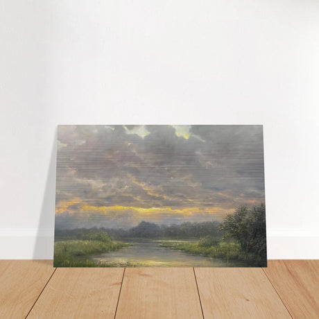 "Dawn’s Embrace" Tranquil Riverland Landscape Wall Art Print - Brushed Aluminum Print - 40x60 cm / 16x24″ - 