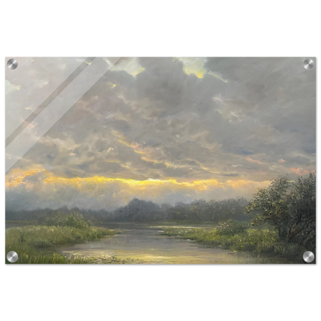 "Dawn’s Embrace" Tranquil Riverland Landscape Wall Art Print - Acrylic Print - 40x60 cm / 16x24″ - 