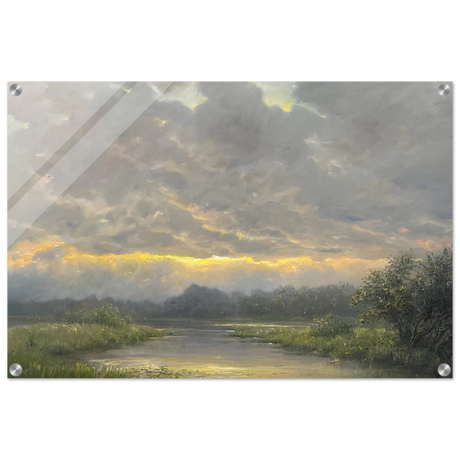 "Dawn’s Embrace" Tranquil Riverland Landscape Wall Art Print - Acrylic Print - 50x75 cm / 20x30″ - 