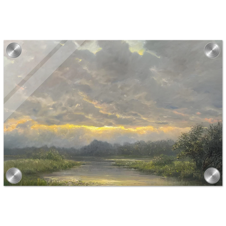 "Dawn’s Embrace" Tranquil Riverland Landscape Wall Art Print - Acrylic Print - 20x30 cm / 8x12″ - 