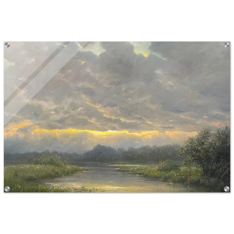"Dawn’s Embrace" Tranquil Riverland Landscape Wall Art Print - Acrylic Print - 60x90 cm / 24x36″ - 