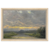 "Dawn’s Embrace" Tranquil Riverland Landscape Wall Art Print - Framed Canvas - 30x45 cm / 12x18″ - Wood frame