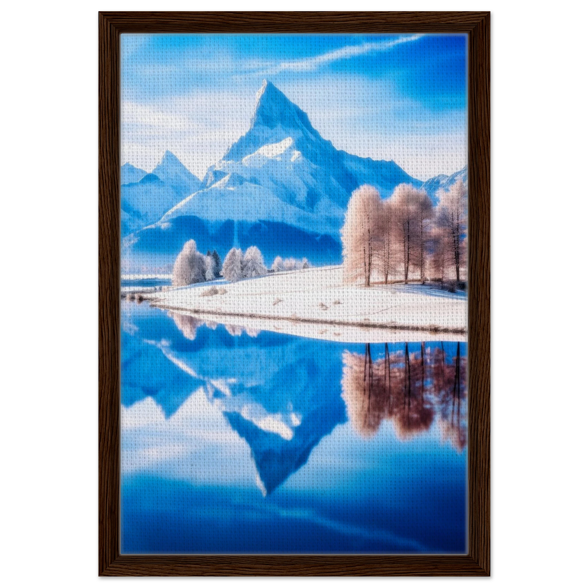 frozen reflections of majesty snowy mountain landscape wall art print60x90 cm / 24x36″Canvas
