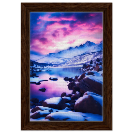 twilight serenity snowy mountain lake at sunset wall art print70x100 cm / 28x40″Brushed Aluminum Print