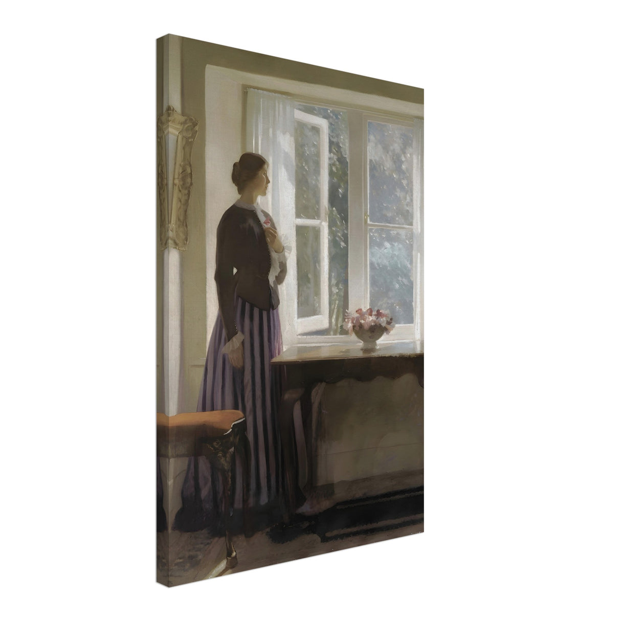 the girl and the picture a flower by harold knight
