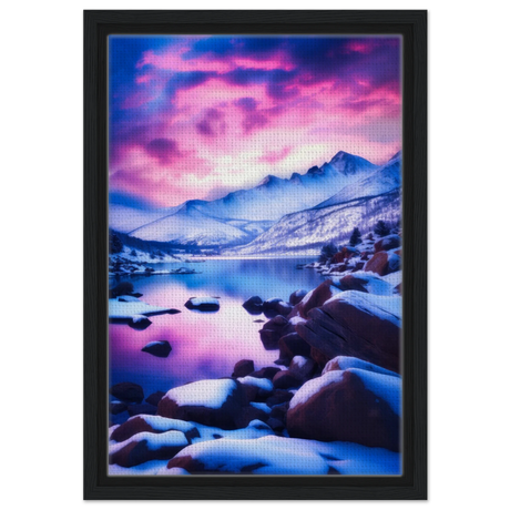 twilight serenity snowy mountain lake at sunset wall art print50x75 cm / 20x30″Framed Canvas
