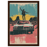 "Desert Swagger" – Retro Western Pop Art Print - Framed Canvas - 40x60 cm / 16x24″ - Dark wood frame