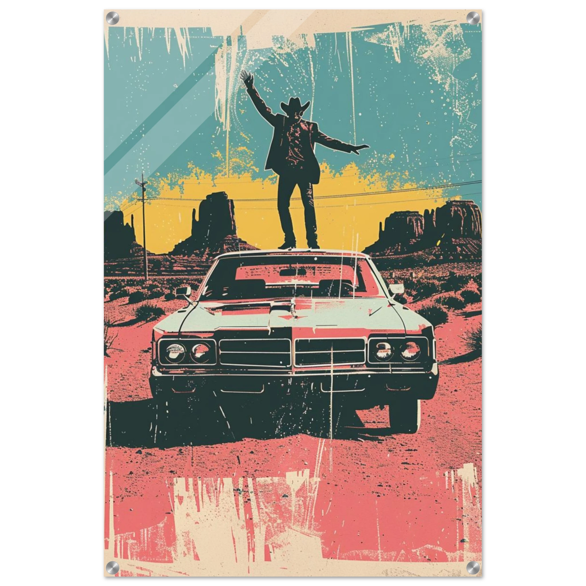 "Desert Swagger" – Retro Western Pop Art Print - Acrylic Print - 60x90 cm / 24x36″ - 