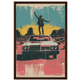 "Desert Swagger" – Retro Western Pop Art Print - Framed Canvas - 60x90 cm / 24x36″ - Dark wood frame