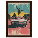 "Desert Swagger" – Retro Western Pop Art Print - Framed Canvas - 30x45 cm / 12x18″ - Dark wood frame