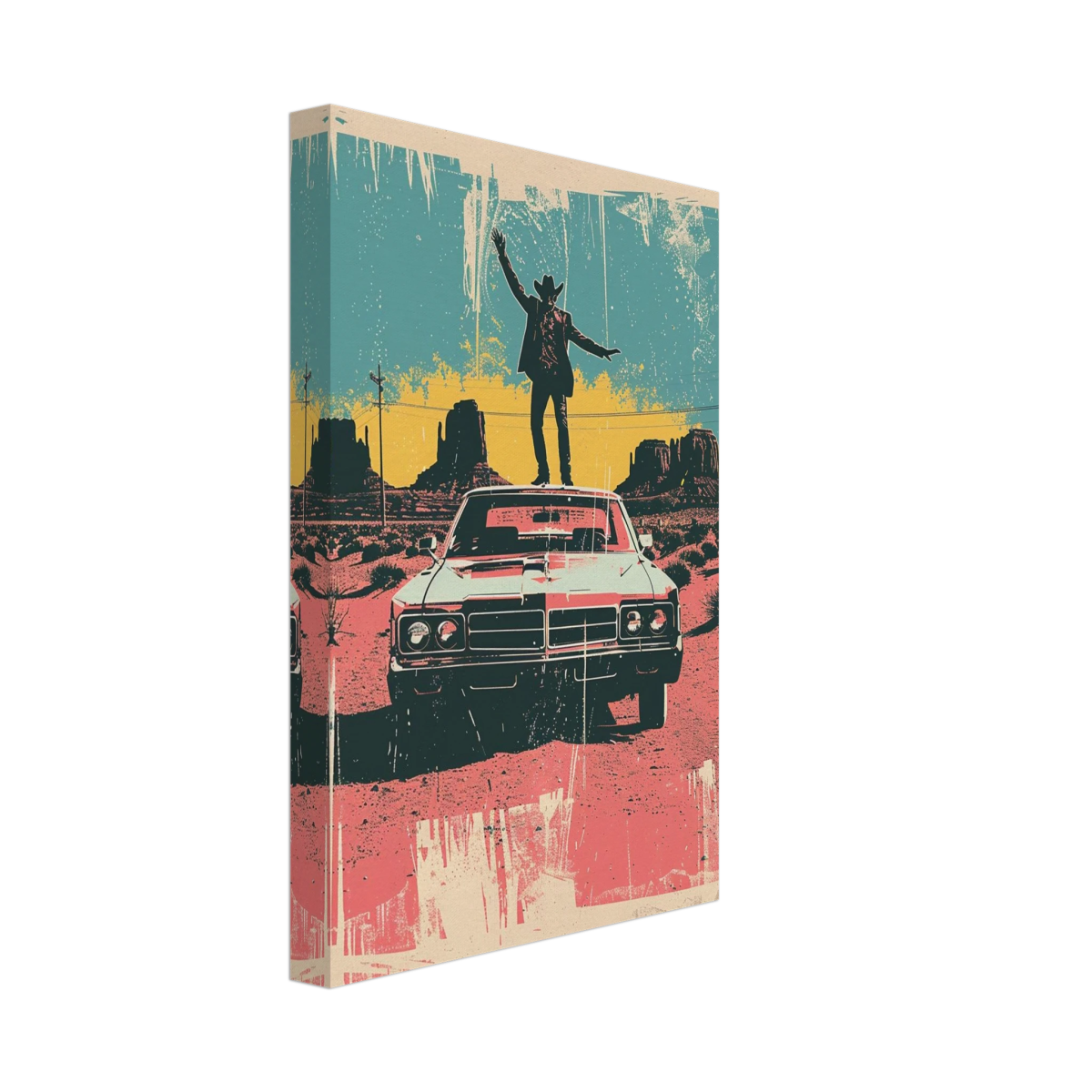 "Desert Swagger" – Retro Western Pop Art Print - Canvas - 20x30 cm / 8x12″ - 
