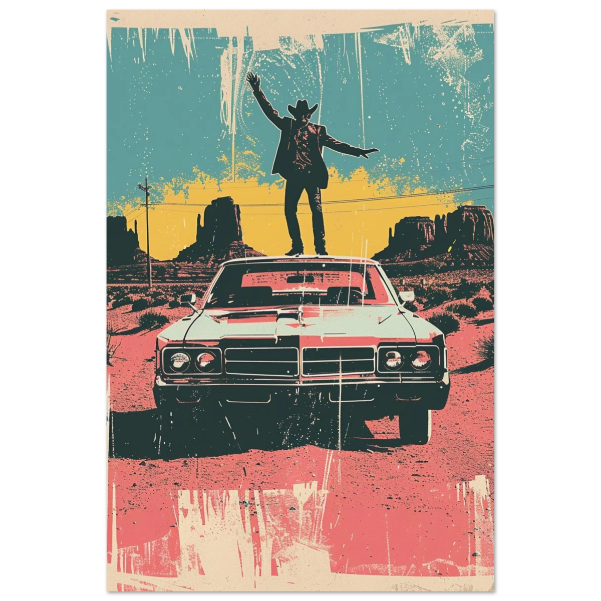"Desert Swagger" – Retro Western Pop Art Print - Fine Art Poster - 60x90 cm / 24x36″ - 