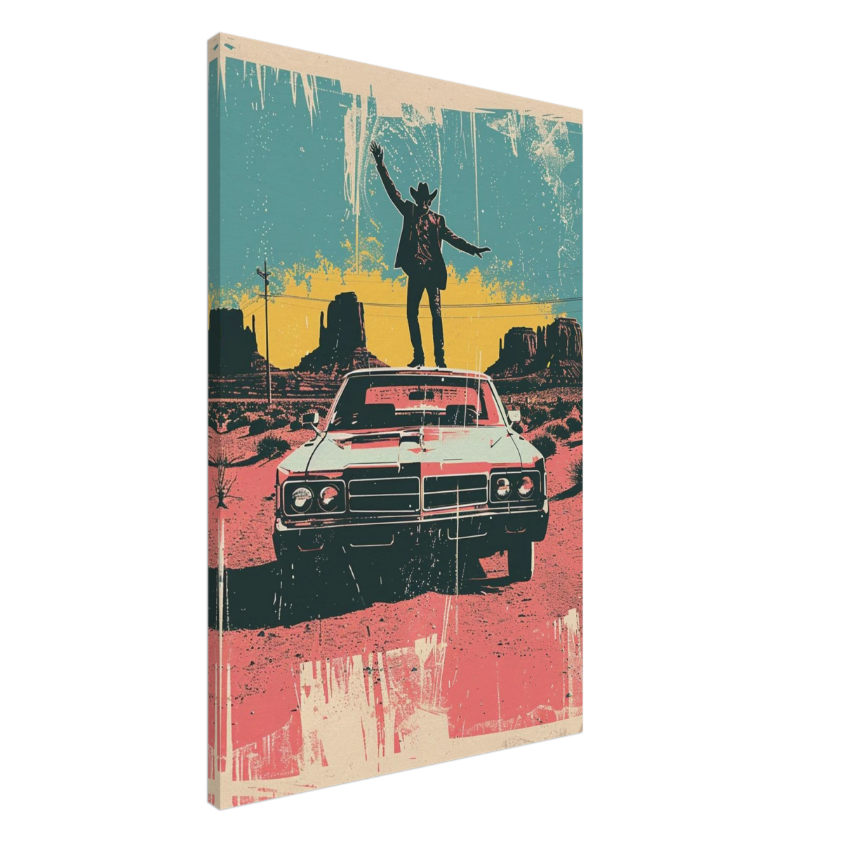 "Desert Swagger" – Retro Western Pop Art Print - Canvas - 60x90 cm / 24x36″ - 