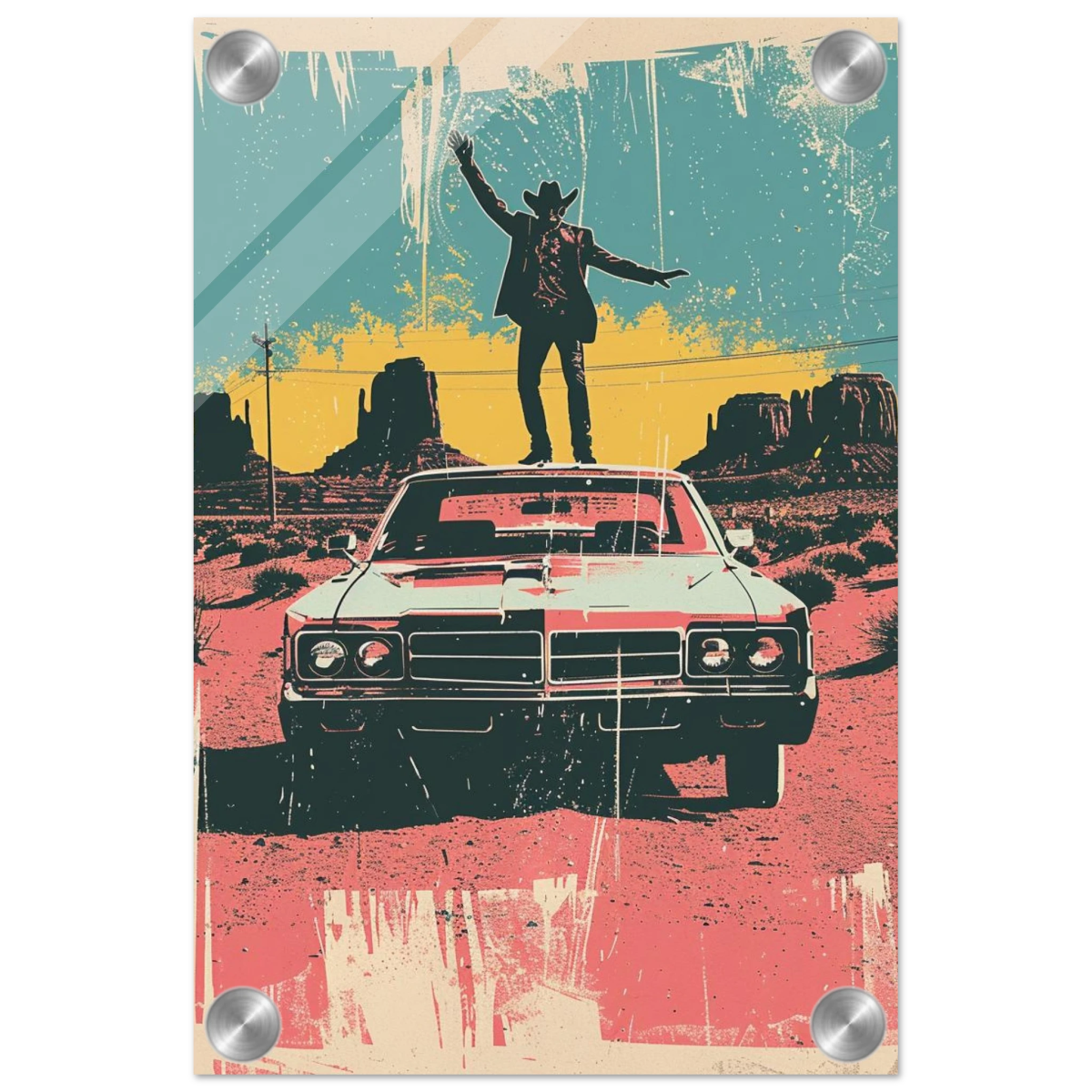 "Desert Swagger" – Retro Western Pop Art Print - Acrylic Print - 20x30 cm / 8x12″ - 