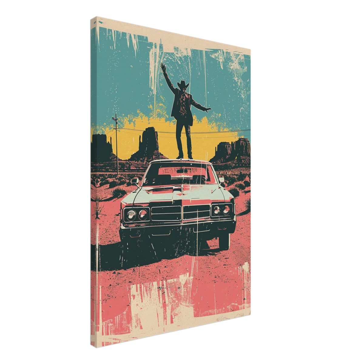 "Desert Swagger" – Retro Western Pop Art Print - Canvas - 50x75 cm / 20x30″ - 