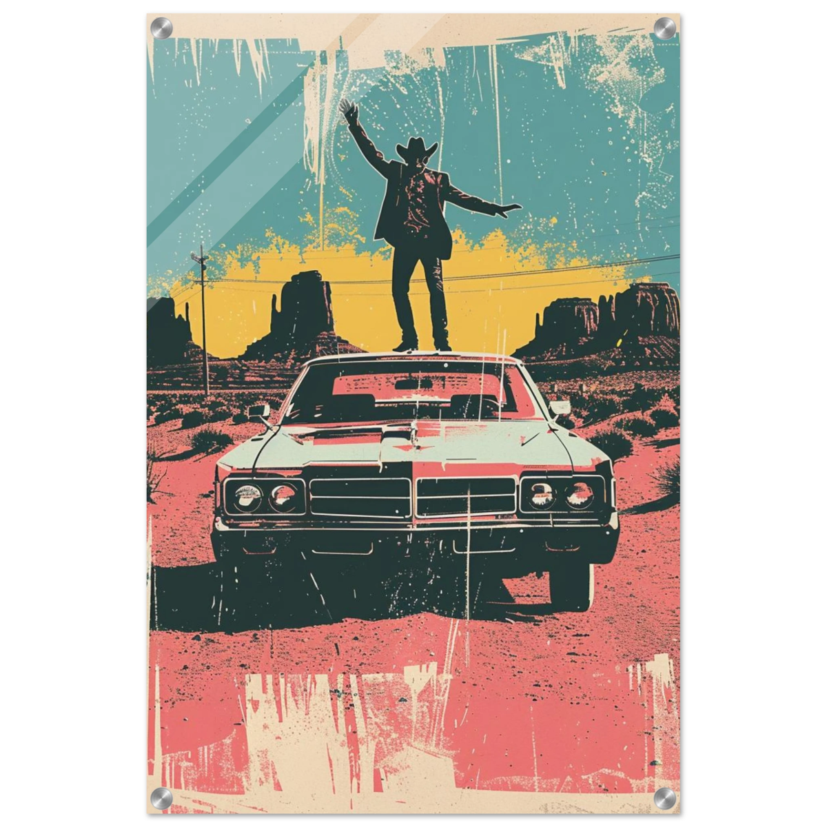 "Desert Swagger" – Retro Western Pop Art Print - Acrylic Print - 50x75 cm / 20x30″ - 