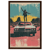"Desert Swagger" – Retro Western Pop Art Print - Framed Canvas - 50x75 cm / 20x30″ - Dark wood frame