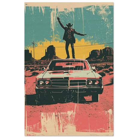 "Desert Swagger" – Retro Western Pop Art Print - Wood Prints - 20x30 cm / 8x12″ - 