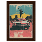 "Desert Swagger" – Retro Western Pop Art Print - Framed Canvas - 20x30 cm / 8x12″ - Dark wood frame