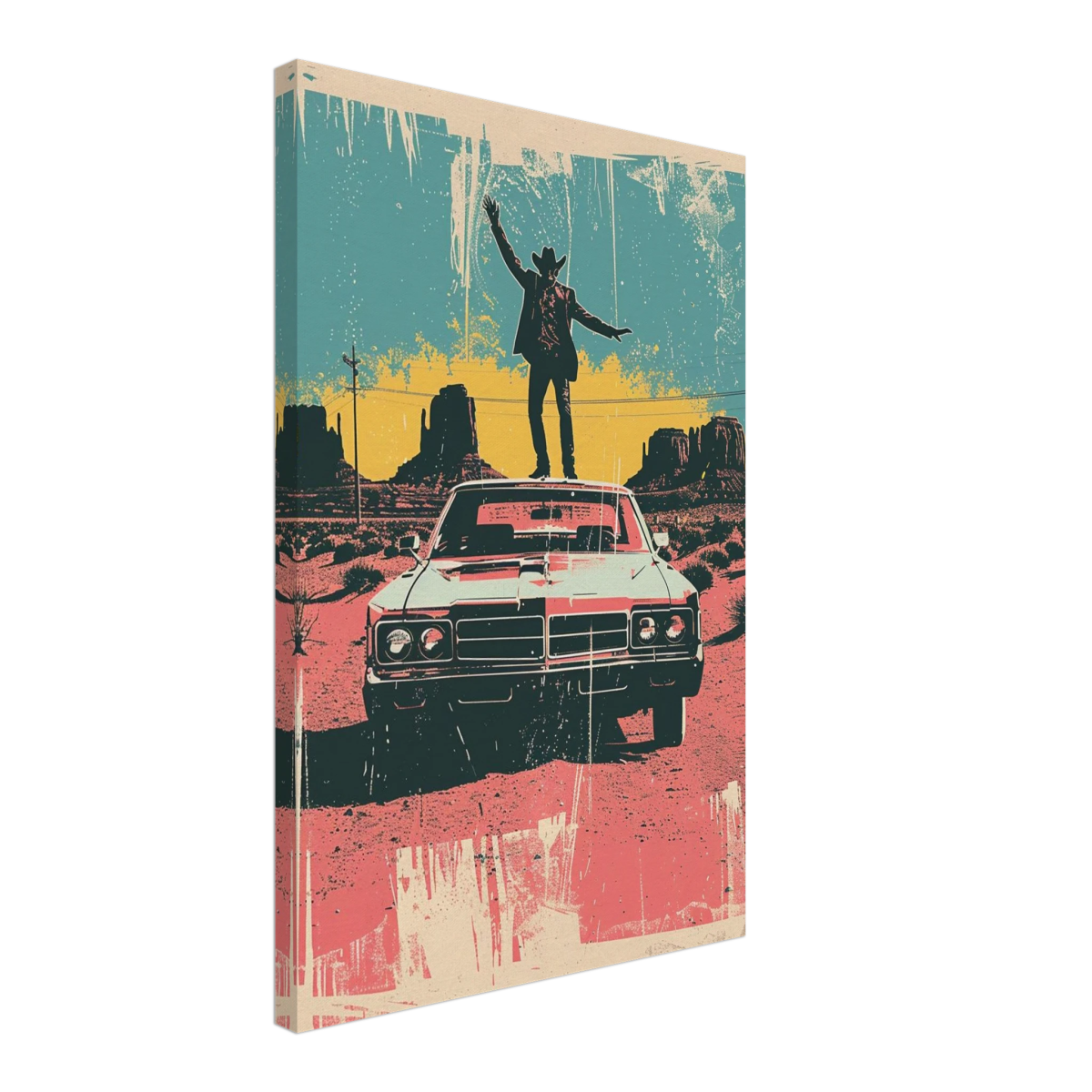 "Desert Swagger" – Retro Western Pop Art Print - Canvas - 40x60 cm / 16x24″ - 