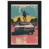 "Desert Swagger" – Retro Western Pop Art Print - Framed Canvas - 20x30 cm / 8x12″ - Black frame