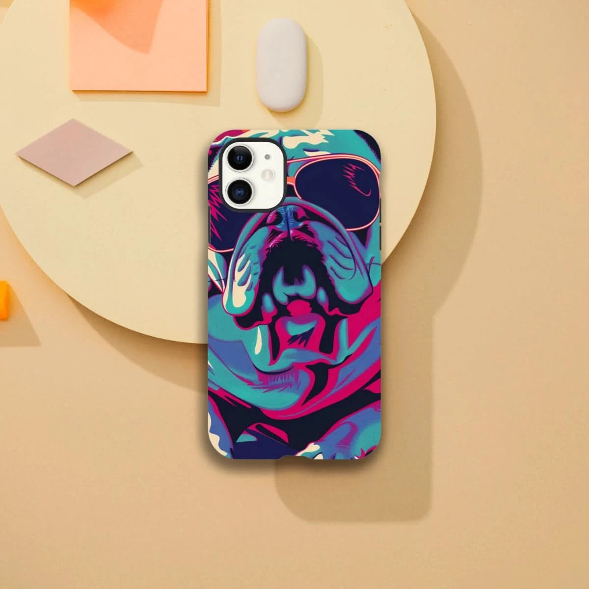 Designer Phone cases for iphone | "Paws & Pop" – Retro Bulldog Swagger Vibes - iPhone 11 - 