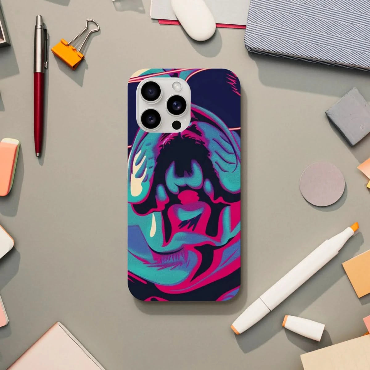 Designer Phone cases for iphone | "Paws & Pop" – Retro Bulldog Swagger Vibes - iPhone 15 Pro Max - 