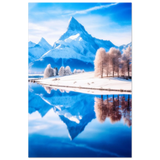 frozen reflections of majesty snowy mountain landscape wall art print40x60 cm / 16x24″Framed Canvas