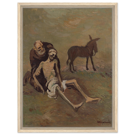 The Good Samaritan by CypriÃ¡n MajernÃ­k â€“ Expressionist Biblical Wall Art PrintFramed Canvas50x70 cm / 20x28â€³