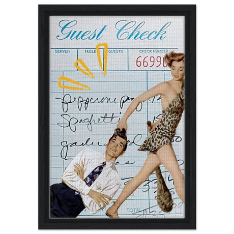 Digital Pop Art wall art print | Guest Check V01 - Framed Canvas - 30x45 cm / 12x18″ - Black frame