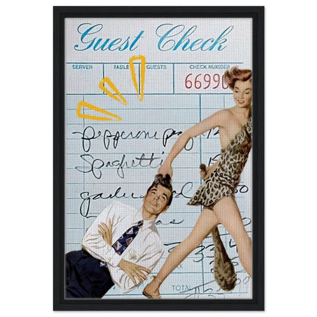 Digital Pop Art wall art print | Guest Check V01 - Framed Canvas - 40x60 cm / 16x24″ - Black frame