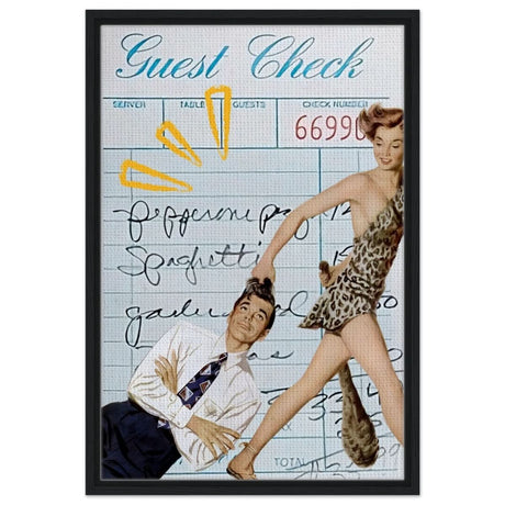 Digital Pop Art wall art print | Guest Check V01 - Framed Canvas - 50x75 cm / 20x30″ - Black frame