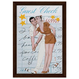 Digital Pop Art wall art print | Guest Check V02 - Framed Canvas - 30x45 cm / 12x18″ - Dark wood frame