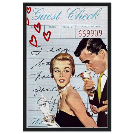 Digital Pop Art wall art print | Guest Check V03 - Framed Canvas - 60x90 cm / 24x36″ - Black frame