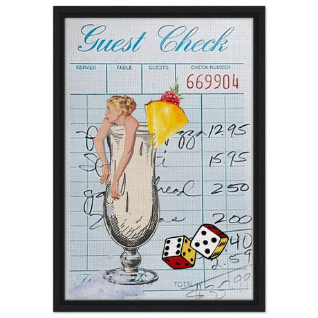 Digital Pop Art wall art print | Guest Check V04 - Framed Canvas - 40x60 cm / 16x24″ - Black frame
