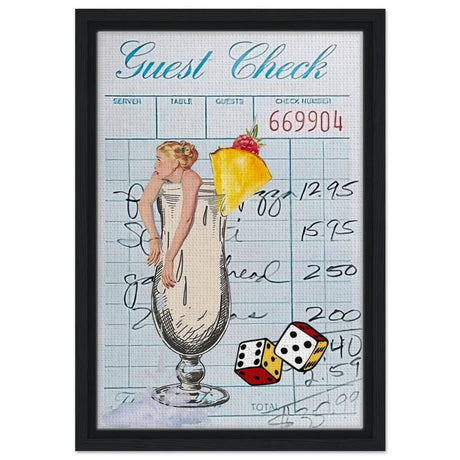 Digital Pop Art wall art print | Guest Check V04 - Framed Canvas - 30x45 cm / 12x18″ - Black frame