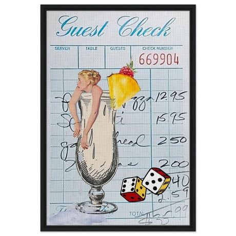 Digital Pop Art wall art print | Guest Check V04 - Framed Canvas - 60x90 cm / 24x36″ - Black frame
