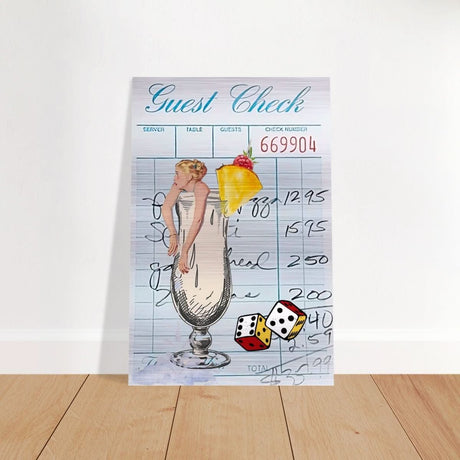 Digital Pop Art wall art print | Guest Check V04 - Brushed Aluminum Print - 40x60 cm / 16x24″ - 