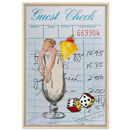 Digital Pop Art wall art print | Guest Check V04 - Framed Canvas - 60x90 cm / 24x36″ - Wood frame