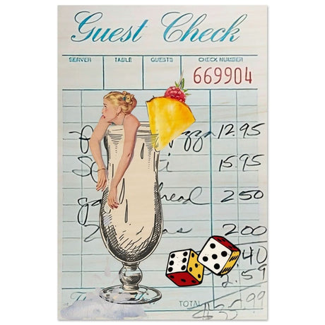 Digital Pop Art wall art print | Guest Check V04 - Wood Prints - 60x90 cm / 24x36″ - 