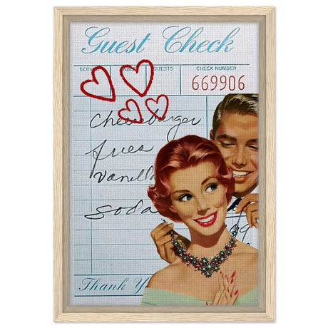 Digital Pop Art wall art print | Guest Check V05 - Framed Canvas - 30x45 cm / 12x18″ - Wood frame