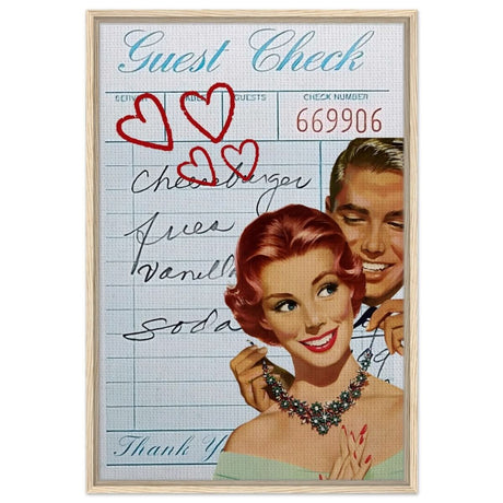 Digital Pop Art wall art print | Guest Check V05 - Framed Canvas - 60x90 cm / 24x36″ - Wood frame