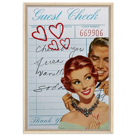 Digital Pop Art wall art print | Guest Check V05 - Framed Canvas - 50x75 cm / 20x30″ - Wood frame
