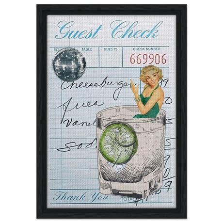Digital Pop Art wall art print | Guest Check V06 - Framed Canvas - 30x45 cm / 12x18″ - Black frame